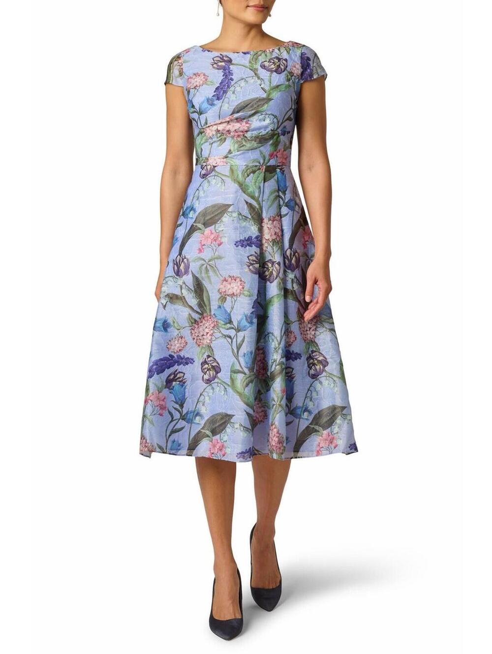 New Adrianna Papell Floral Jacquard Cocktail Dress In Blue Multi Sz 8 $229